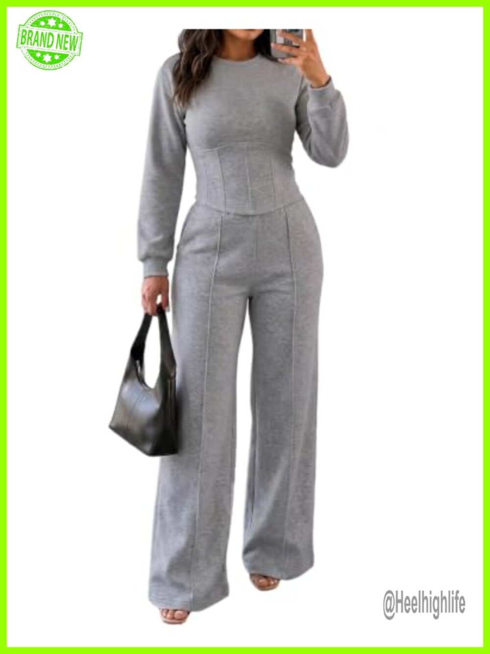 Women's 2 Piece Sweatsuit Lounge Set Wide Leg Pants Soft Stretch